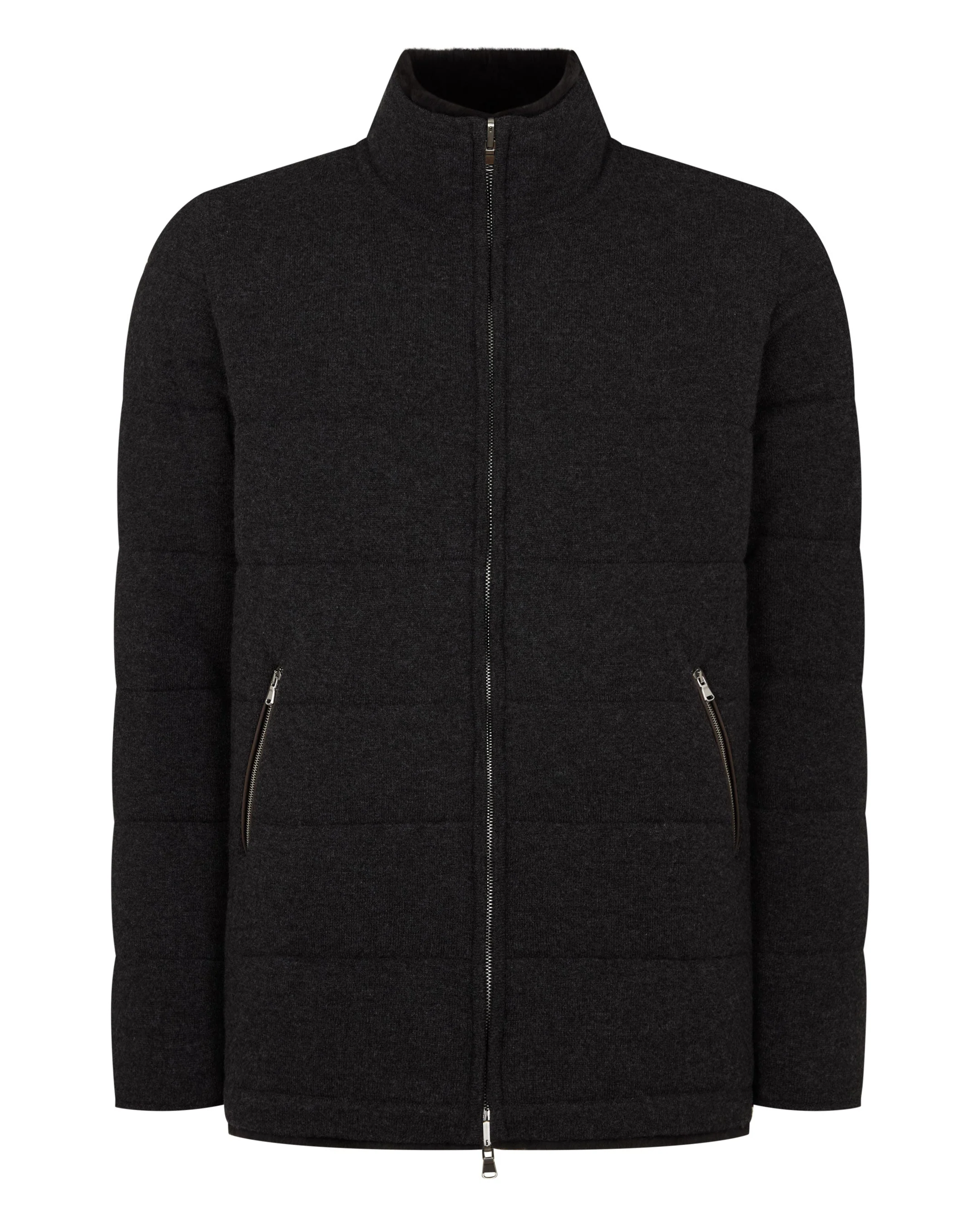 Men's Whistler Fur Quilted Cashmere Jacket Deep Charcoal Grey