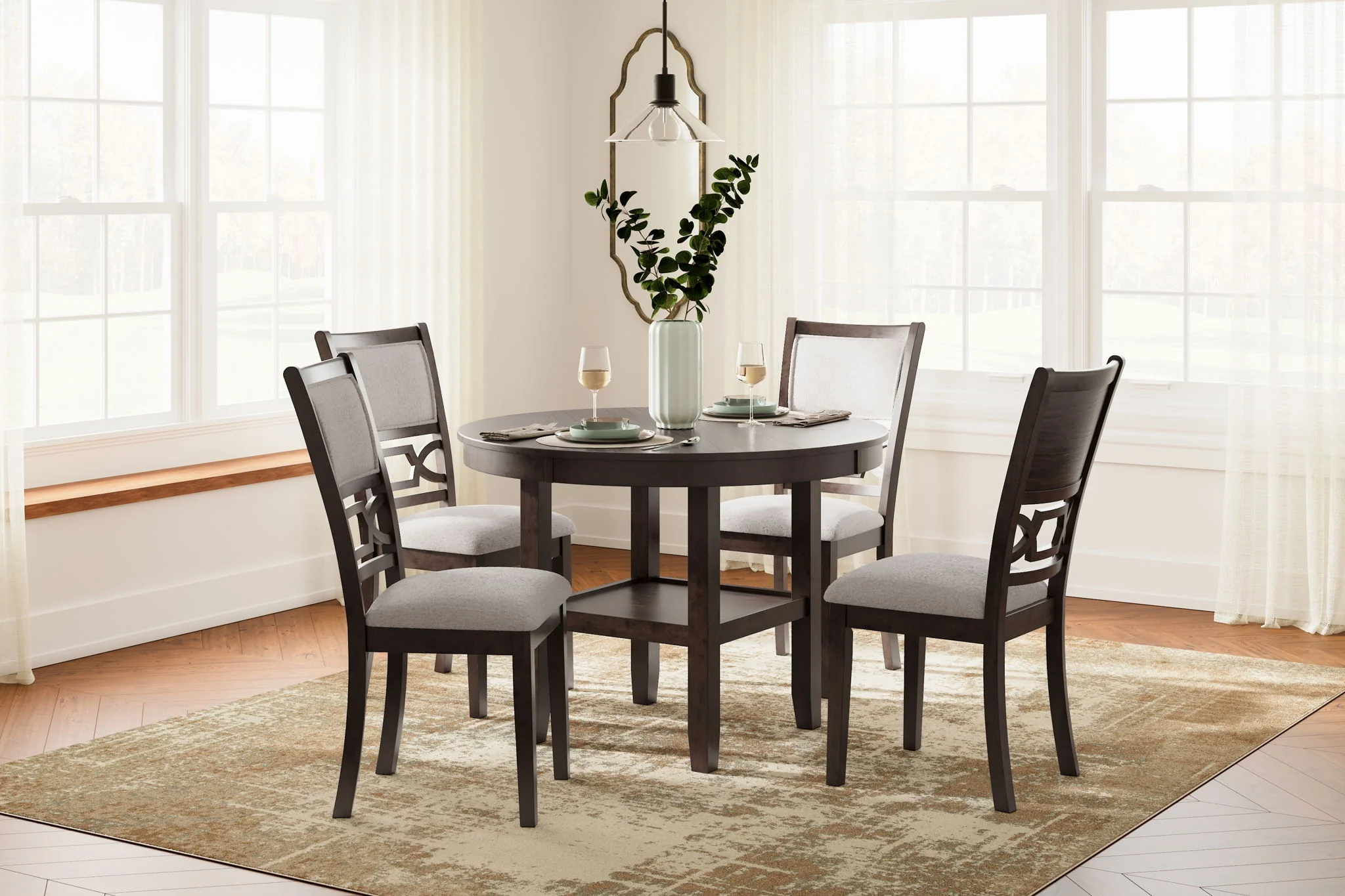 Langwest - Dining Room Table Set (Set of 5) - Brown