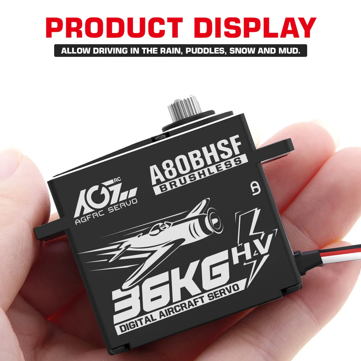 AGFRC Servo A80BHSF - 36KG HV Fast Speed High Torque Brushless Standard Programmable Aircraft Servo for 30-200CC RC Airplane