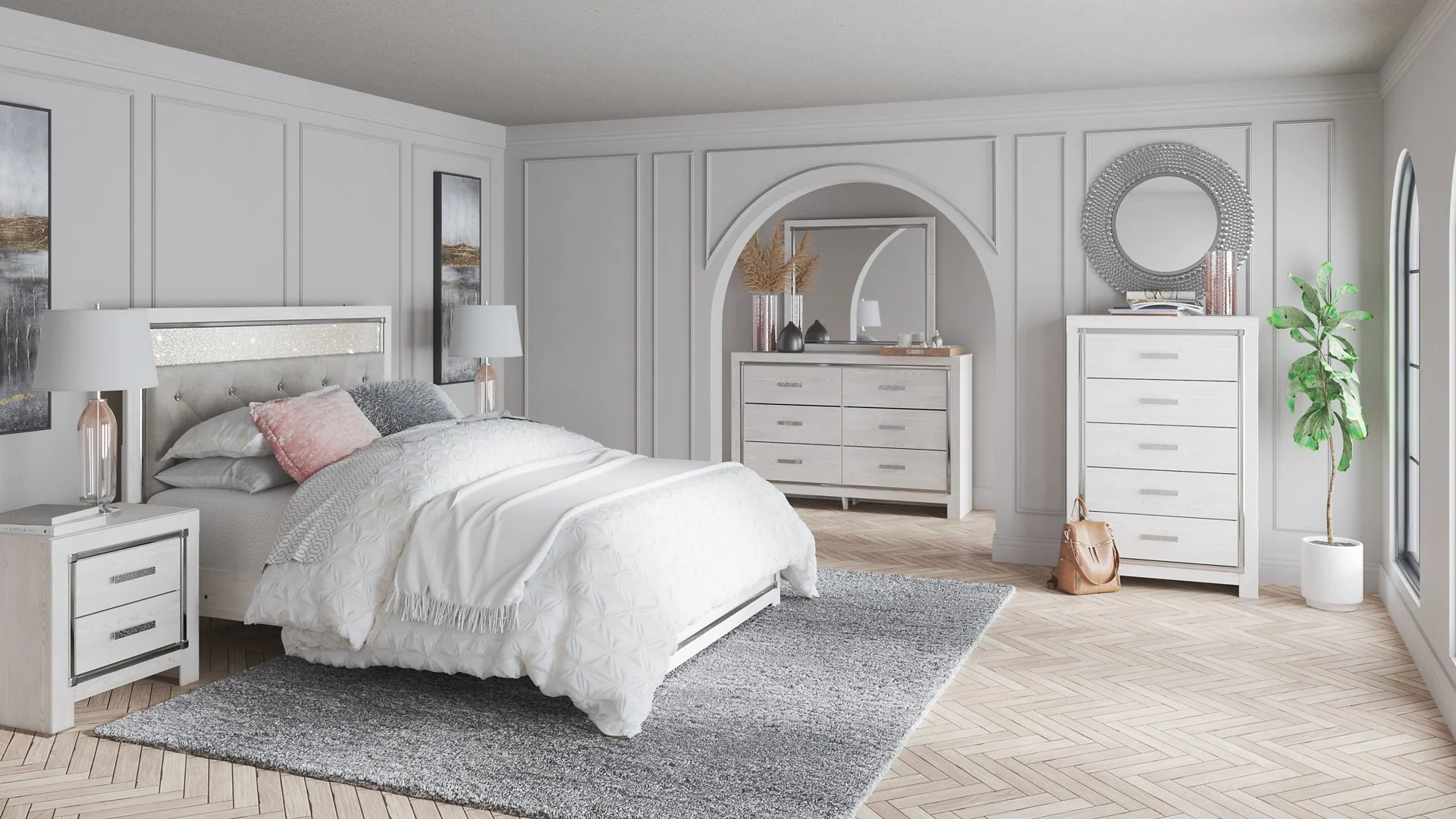 Altyra Panel Headboard Bed with Dresser