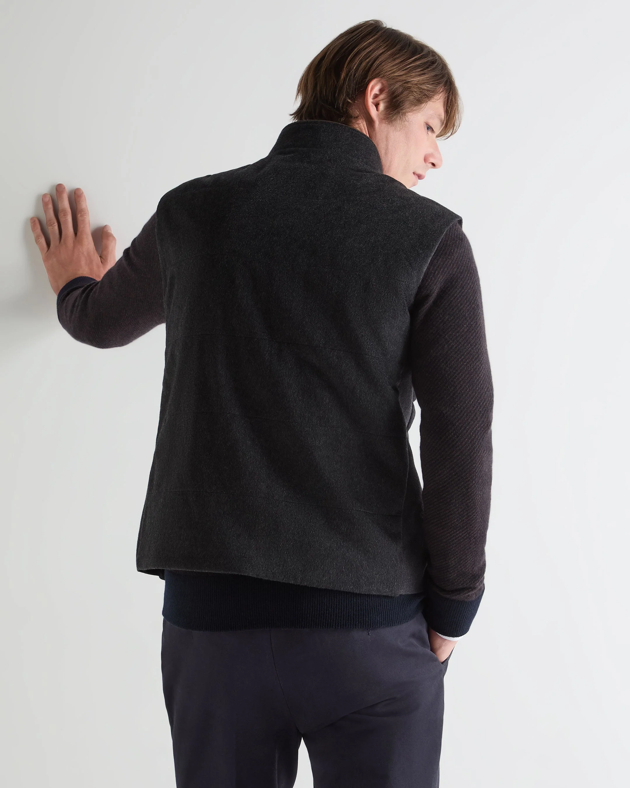 Men's Belgravia Cashmere Gilet Dark Charcoal Grey