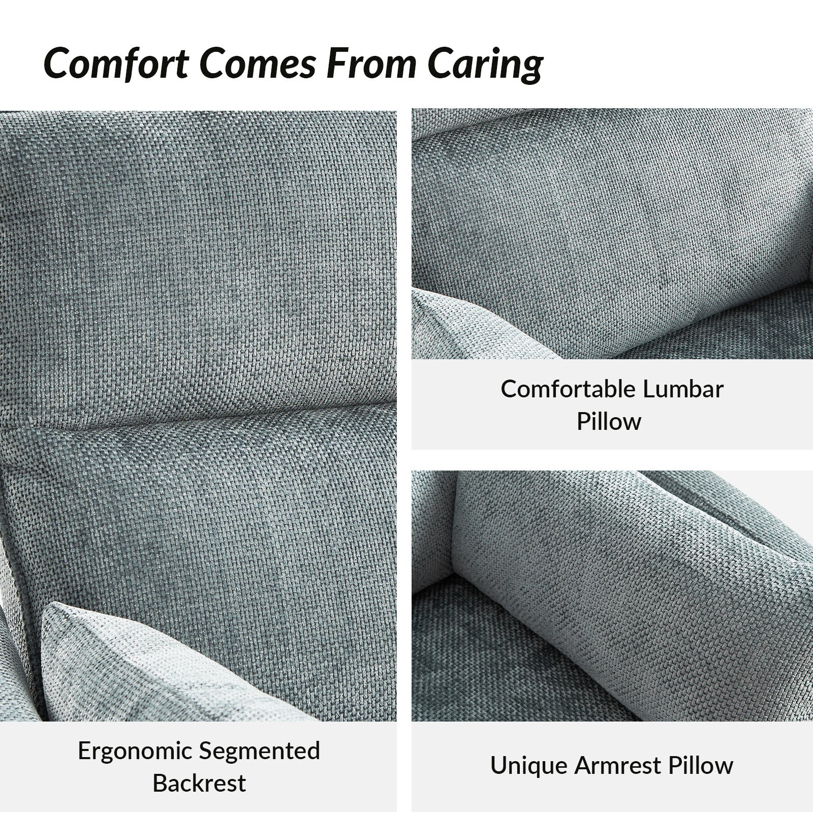 Archibald Power Rocking Swivel Nursery Recliner in Grey