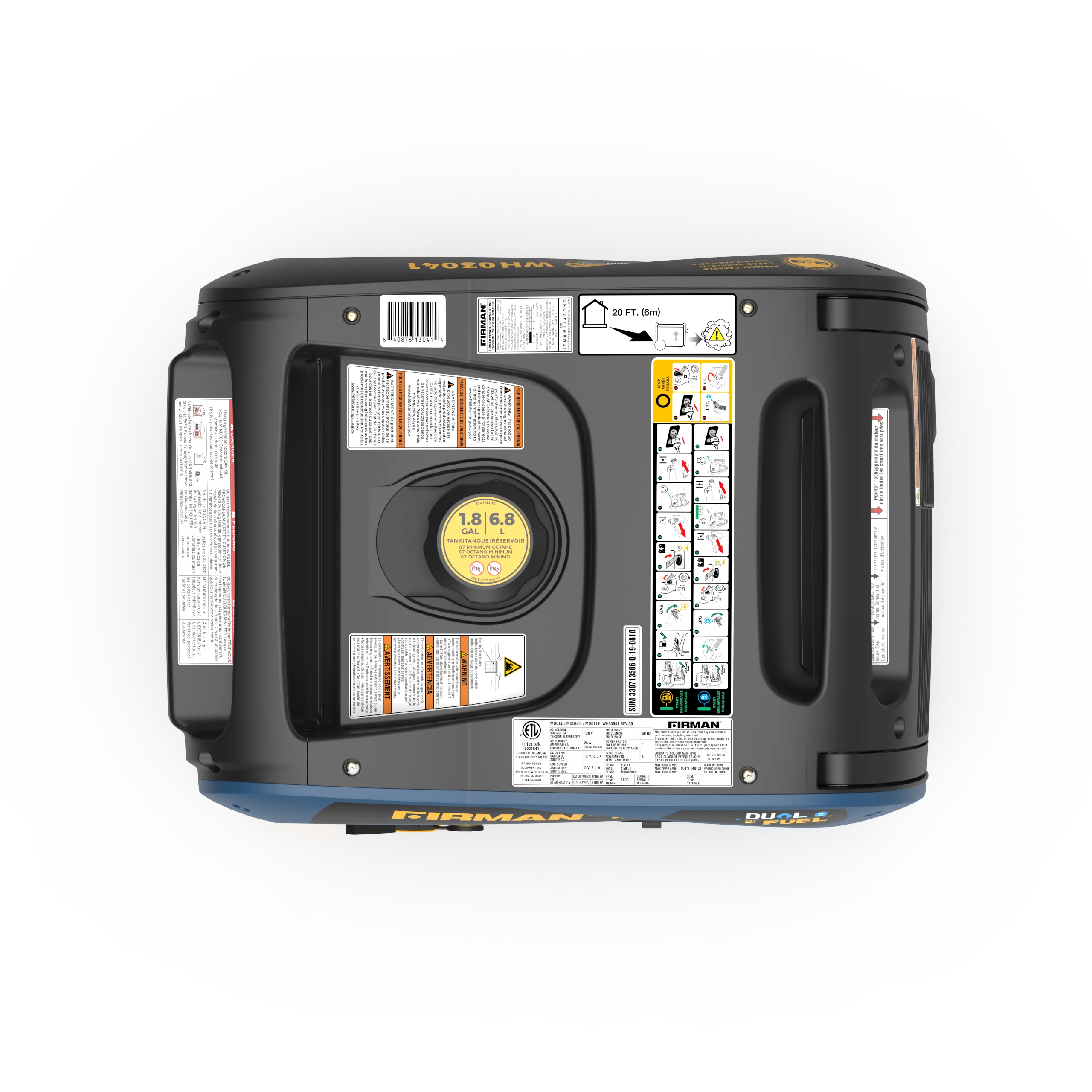 Dual Fuel Inverter Portable Generator 3300W Recoil Start