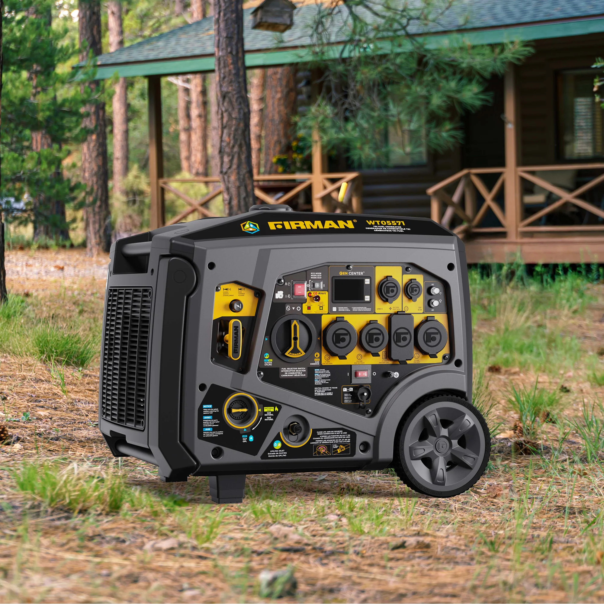 Tri Fuel Inverter Portable Generator 6850W Electric Start With CO Alert