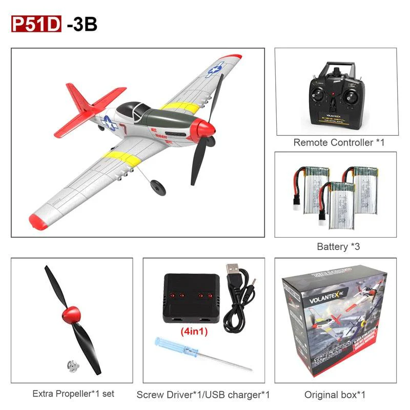 EPP 400mm P51D Mustang/F4U Corsair/T28 Trojan 4-Ch 2.4G 6-Axis Gyro Beginner Airplane With Xpilot Stabilizer RTF RC Plane