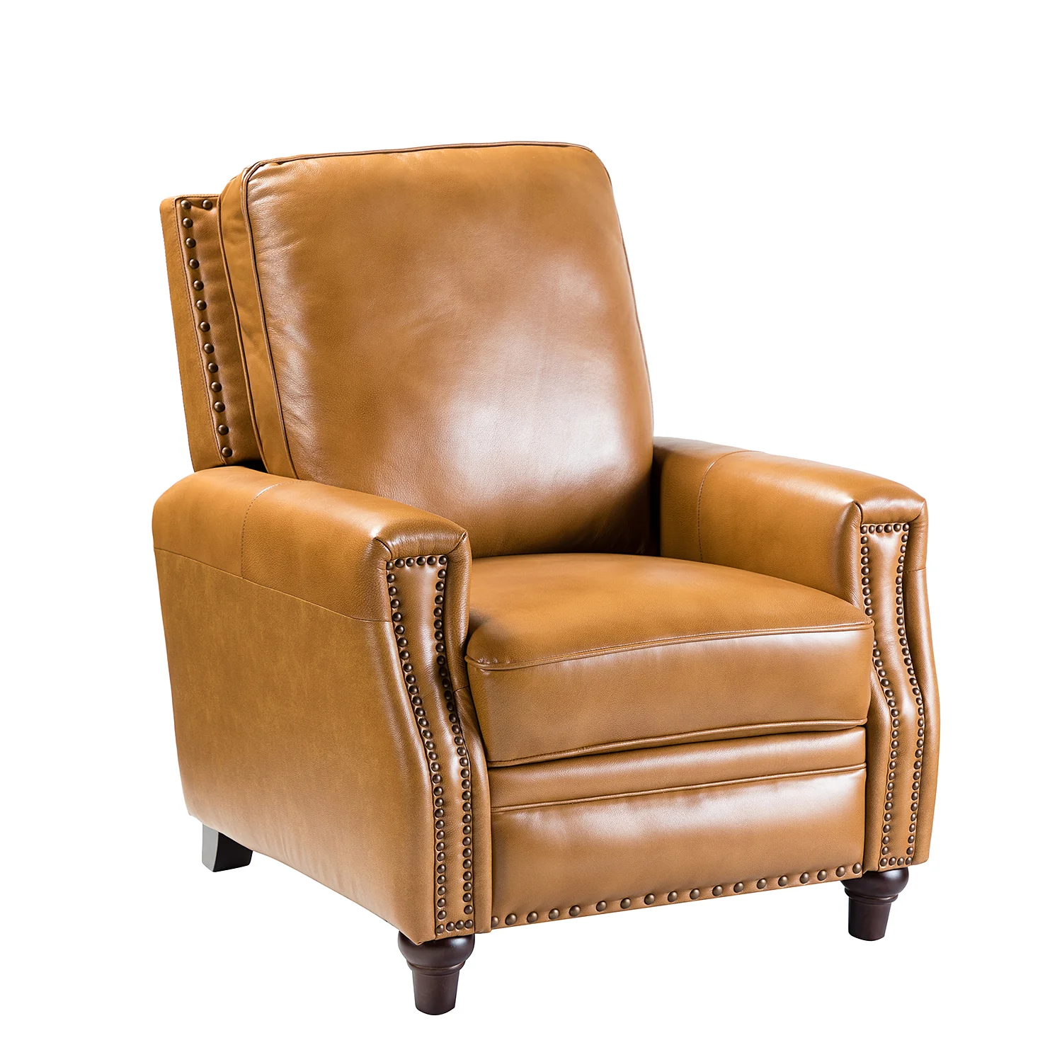 Amil Genuine Leather Recliner in Camel