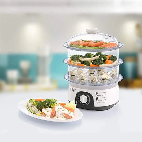 Black & Decker 220 volt steamer HS6000 10 liter 3 tier White food steamer  220v 240 volts 50 hz