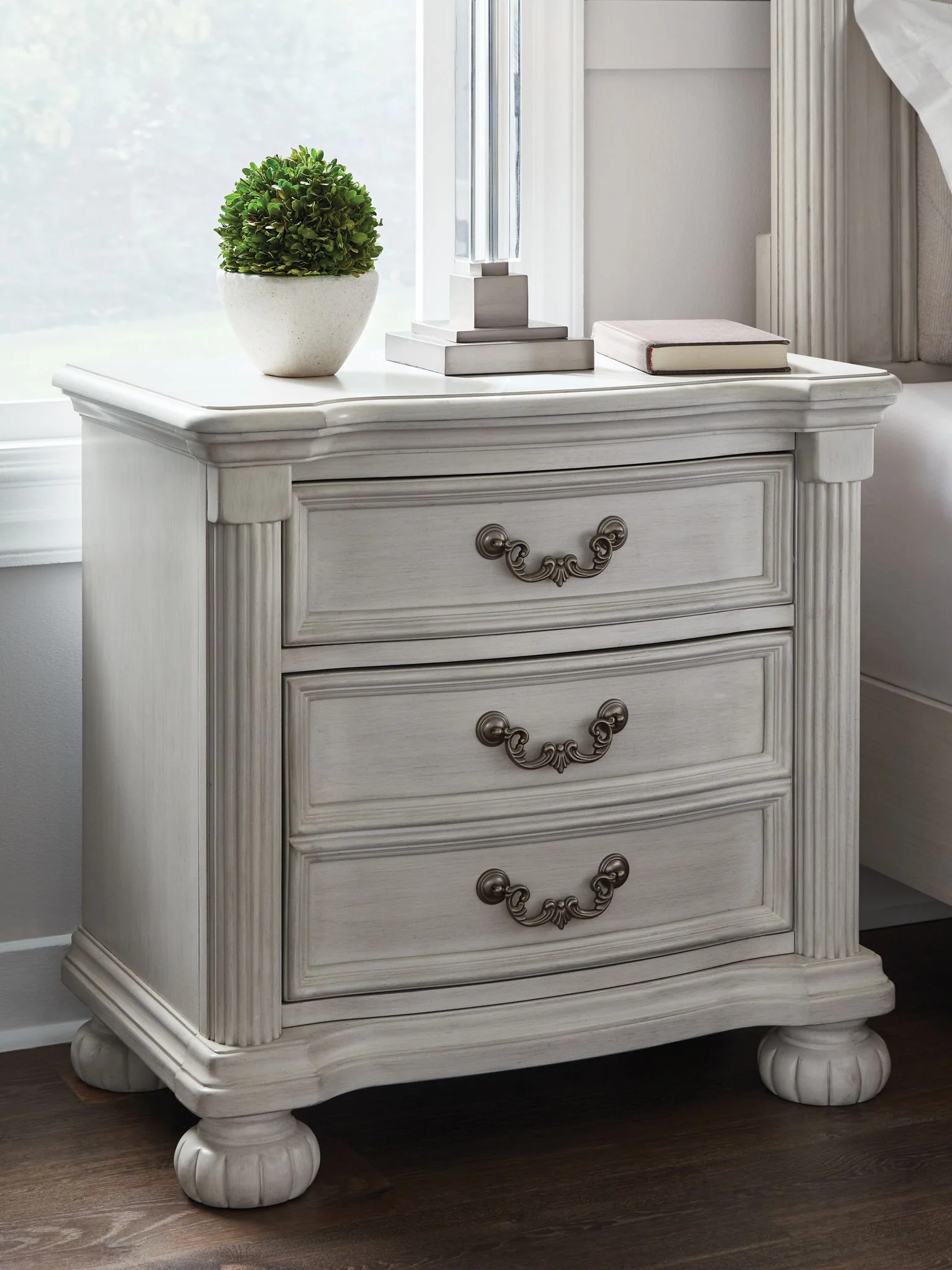 Montelaine - Three Drawer Night Stand - Antique White