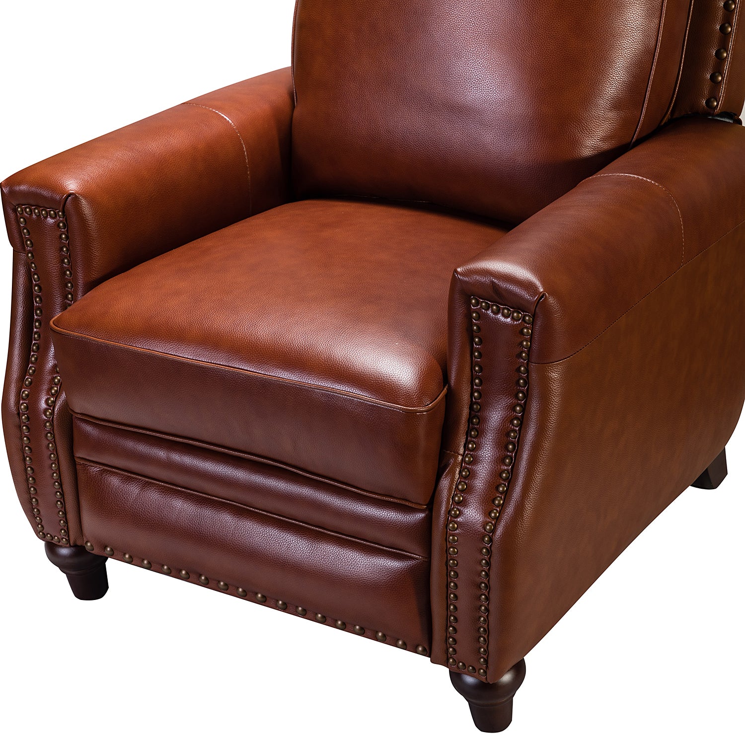 Amil Genuine Leather Recliner in Brown