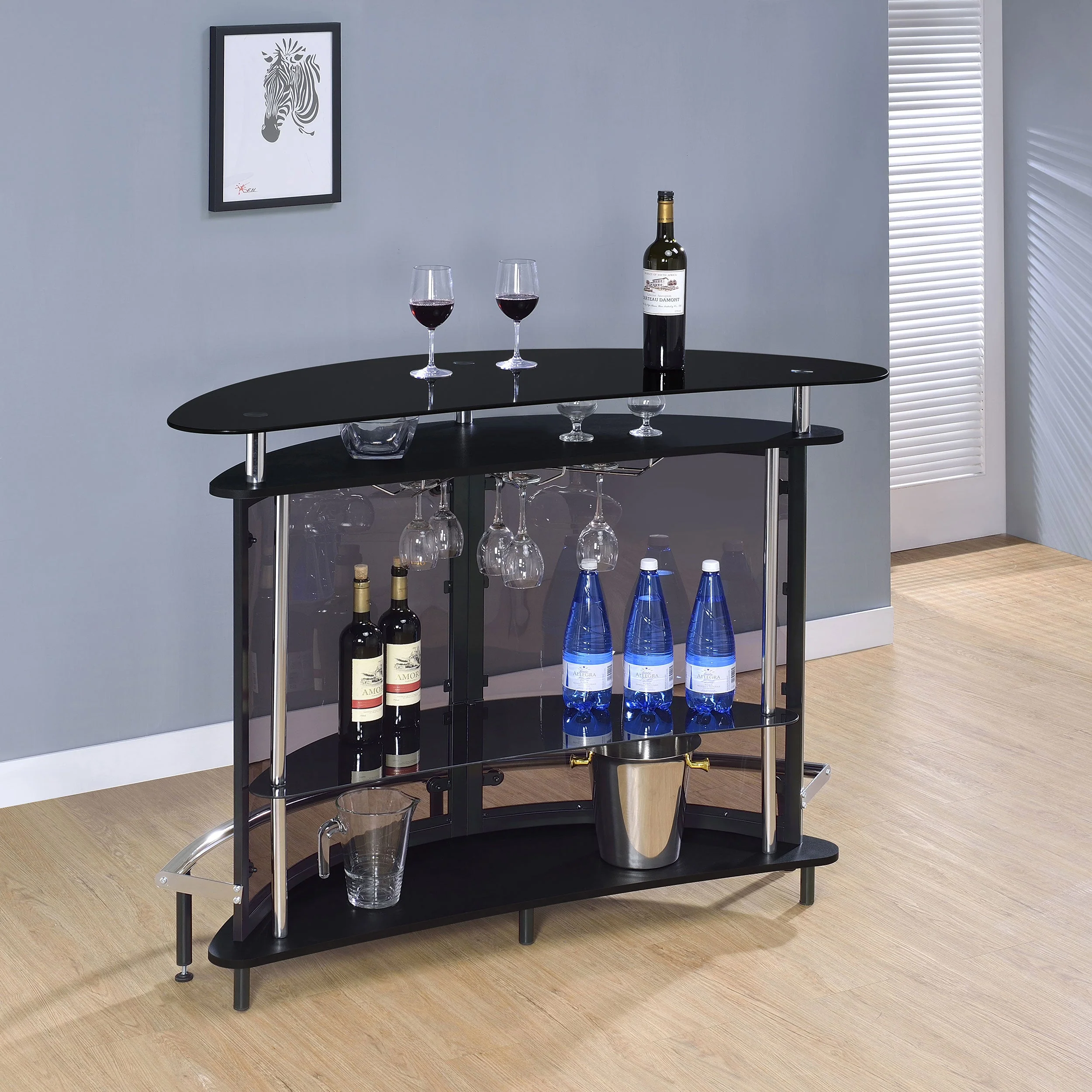 Amarillo Freestanding Glass Top Home Bar Wine Cabinet
