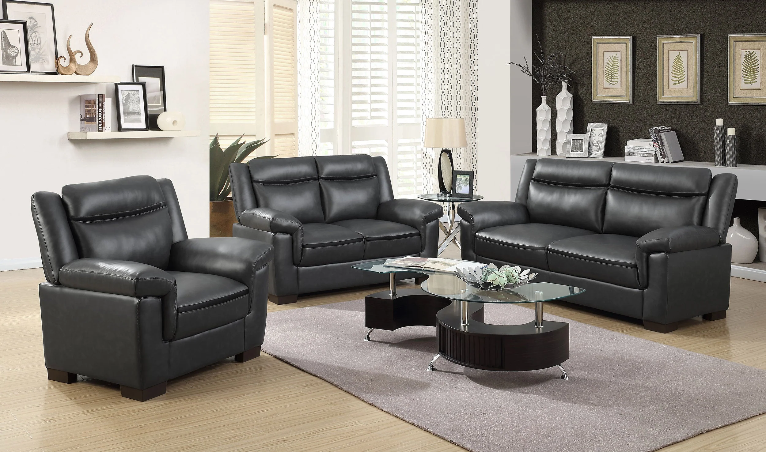 Arabella  Upholstered Padded Arm Sofa Set Grey