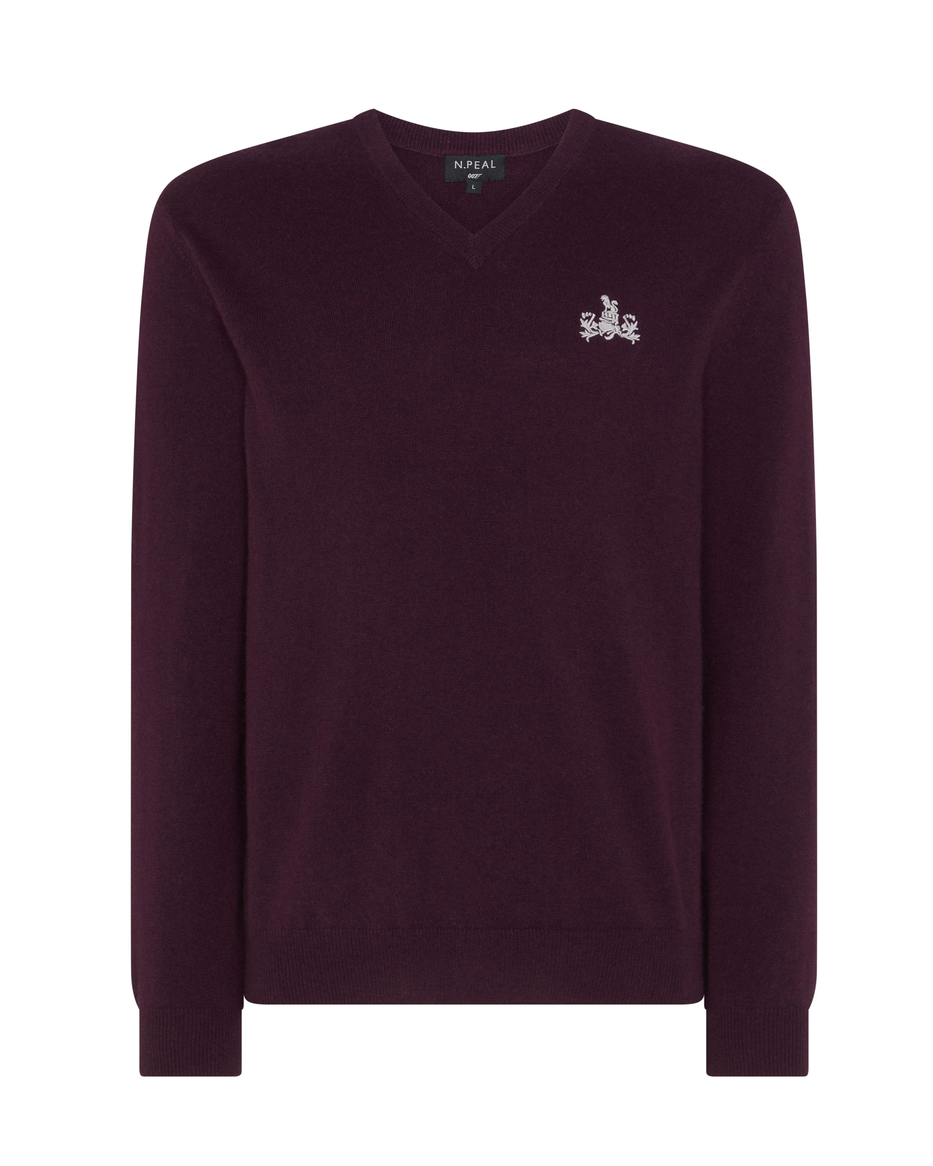 007 Logo V Neck Cashmere Jumper Plum Purple