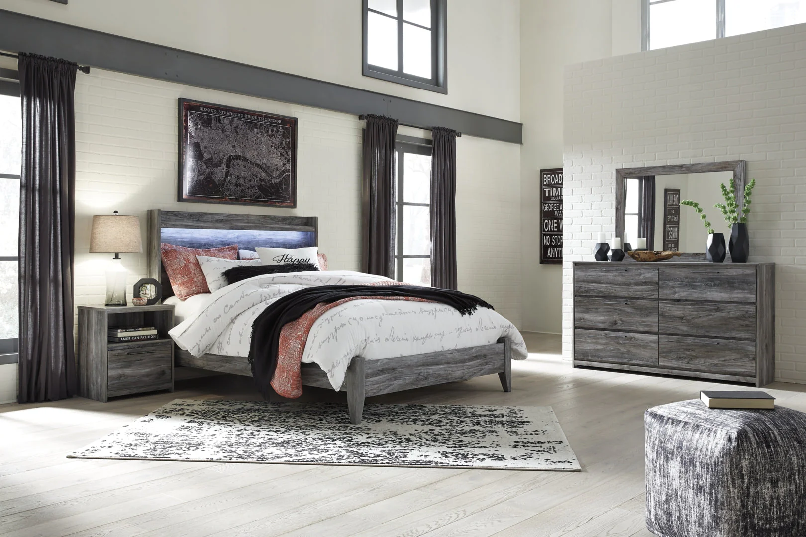 Baystorm Grey Panel Bedroom Set