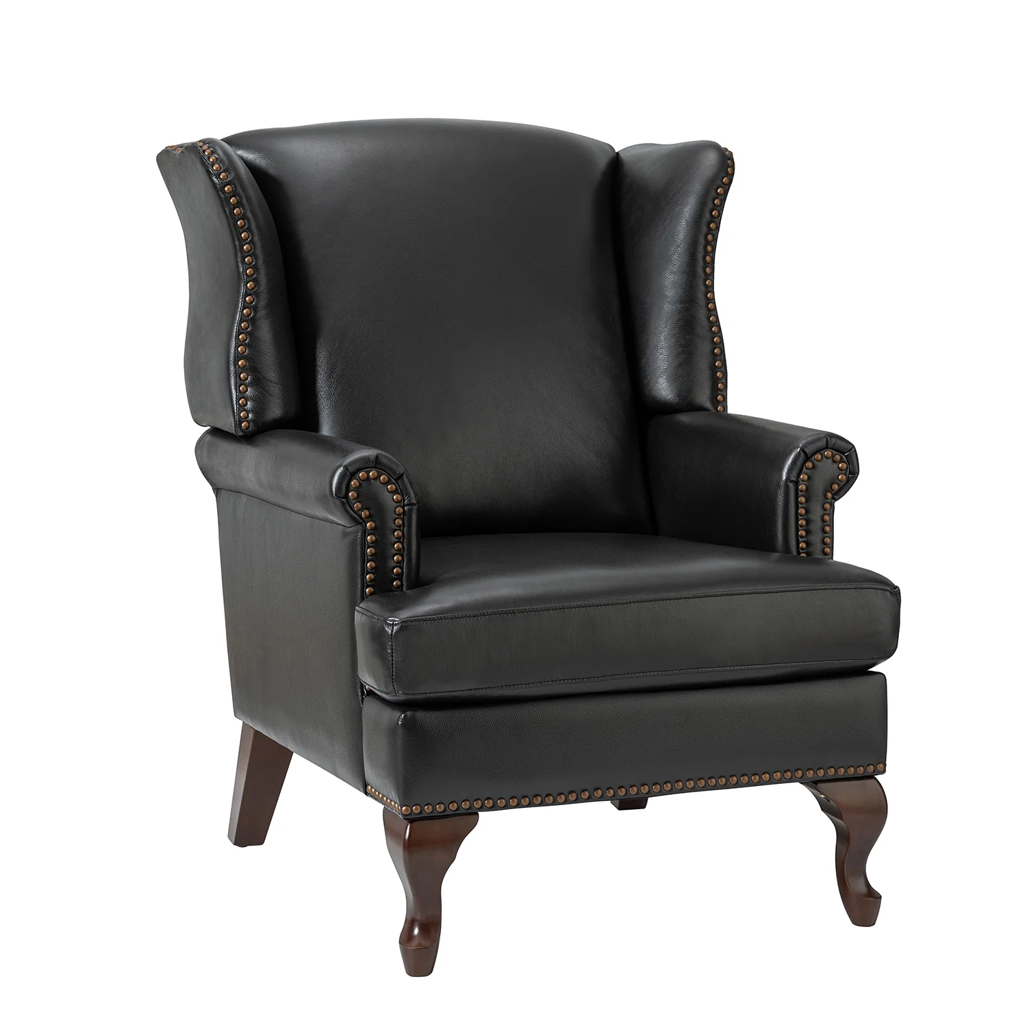 Baptist Genuine Leather Armchair in Black