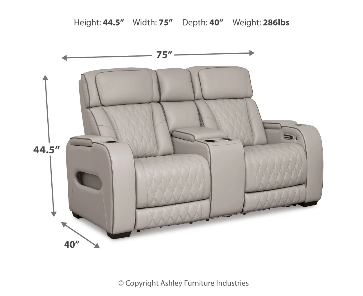 Boyington PWR REC Loveseat/CON/ADJ HDRST