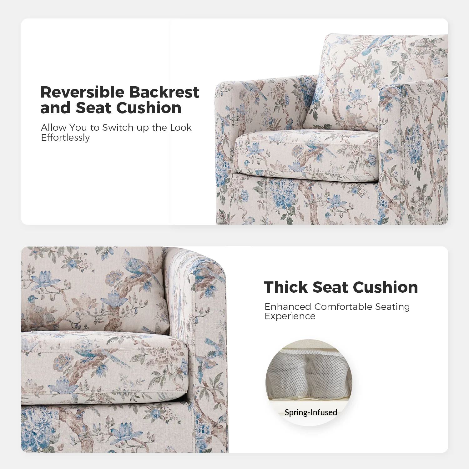 Armando Slipcovered Swivel Chair in Bird