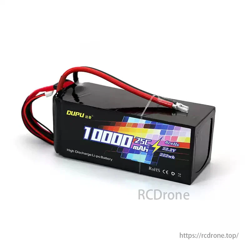 DUPU 3S / 4S / 6S 10000mAh 25C Drone LiPo Battery - XT60 / XT90 / AS150 Plug Options