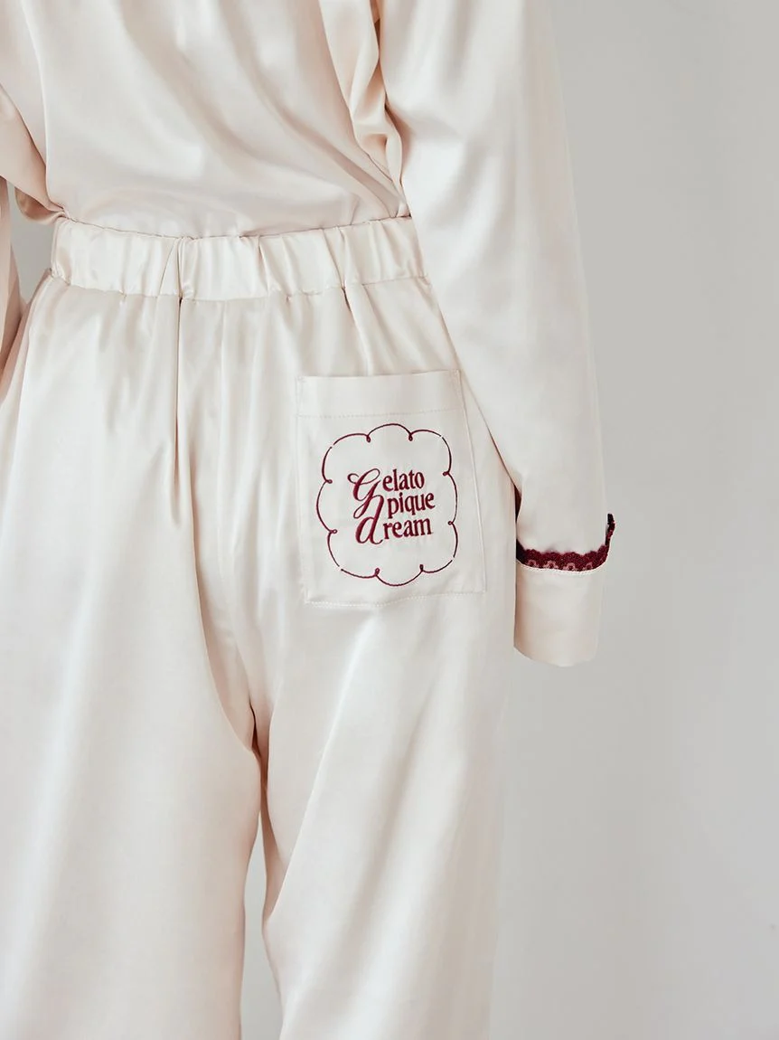 Satin Pants With Lace & Ribbon