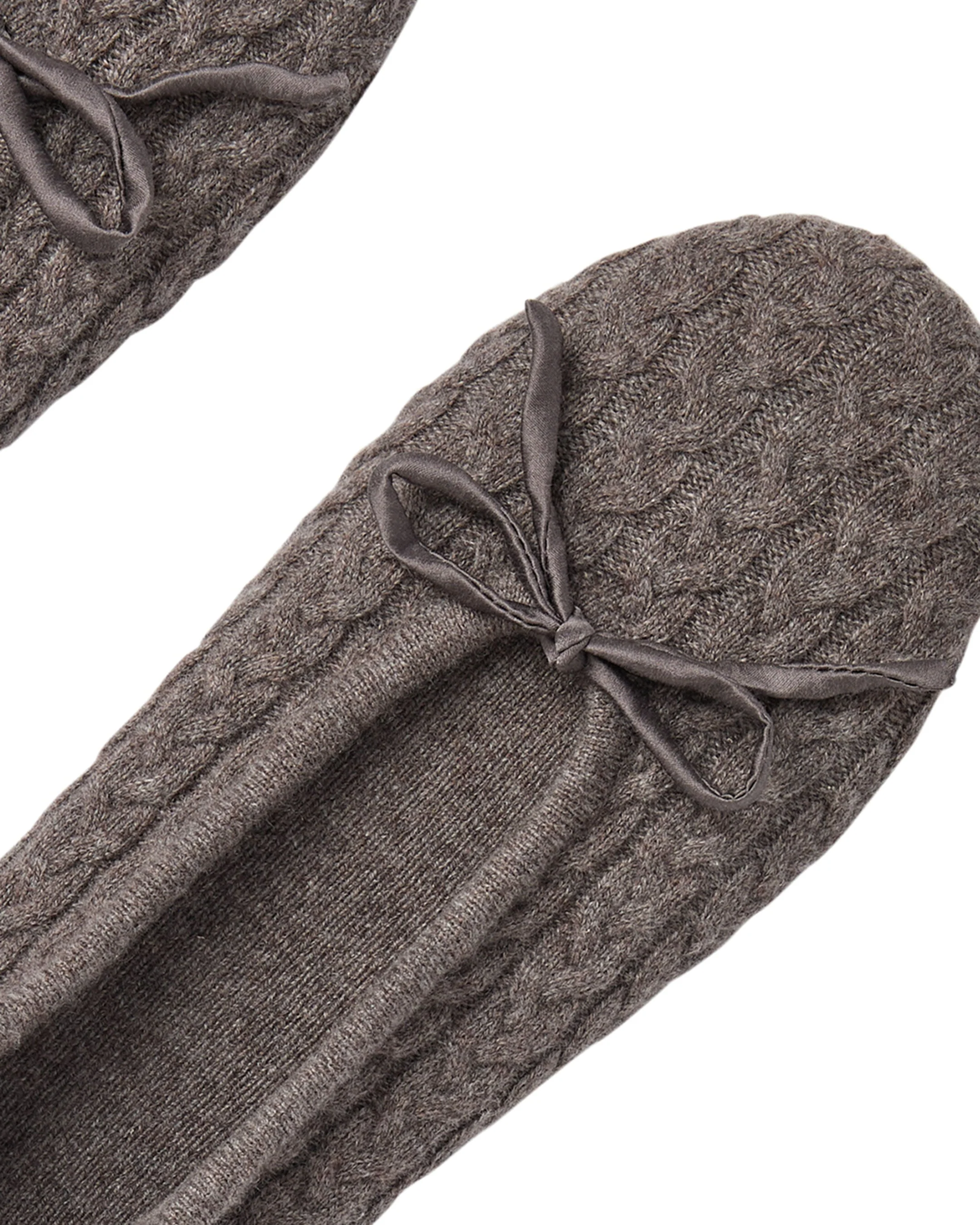 Women's Cable Cashmere Slippers Otter Brown