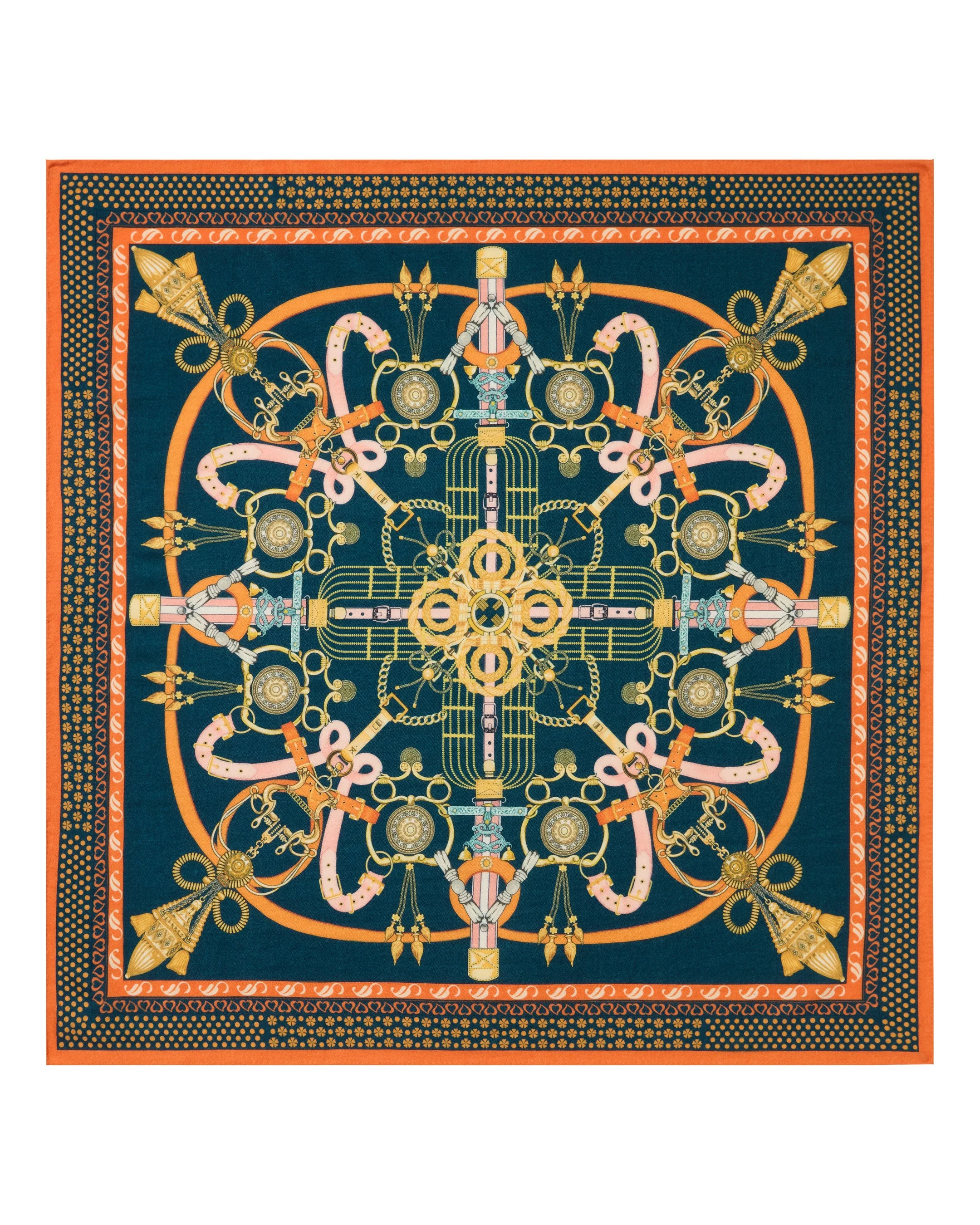 Women's Cashmere Silk Printed Foulard Navy Blue