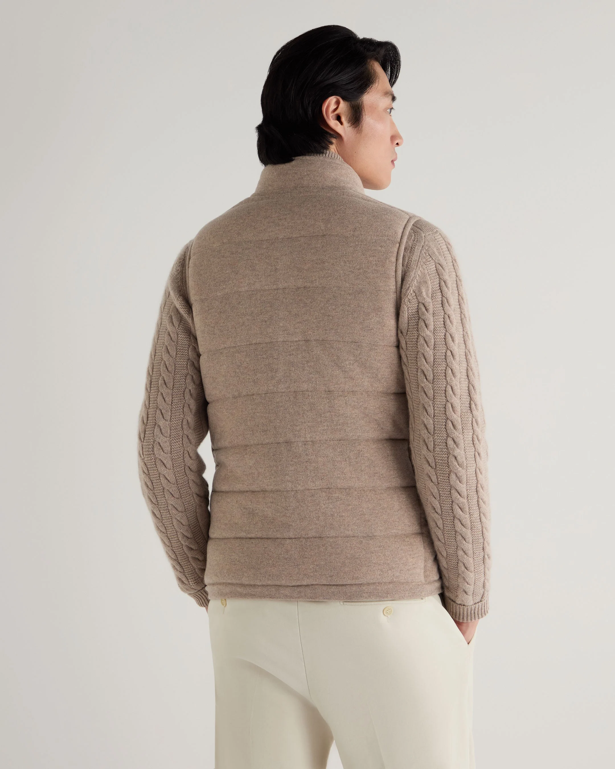 Men's Mall Reversible Cashmere Gilet Oatmeal Brown