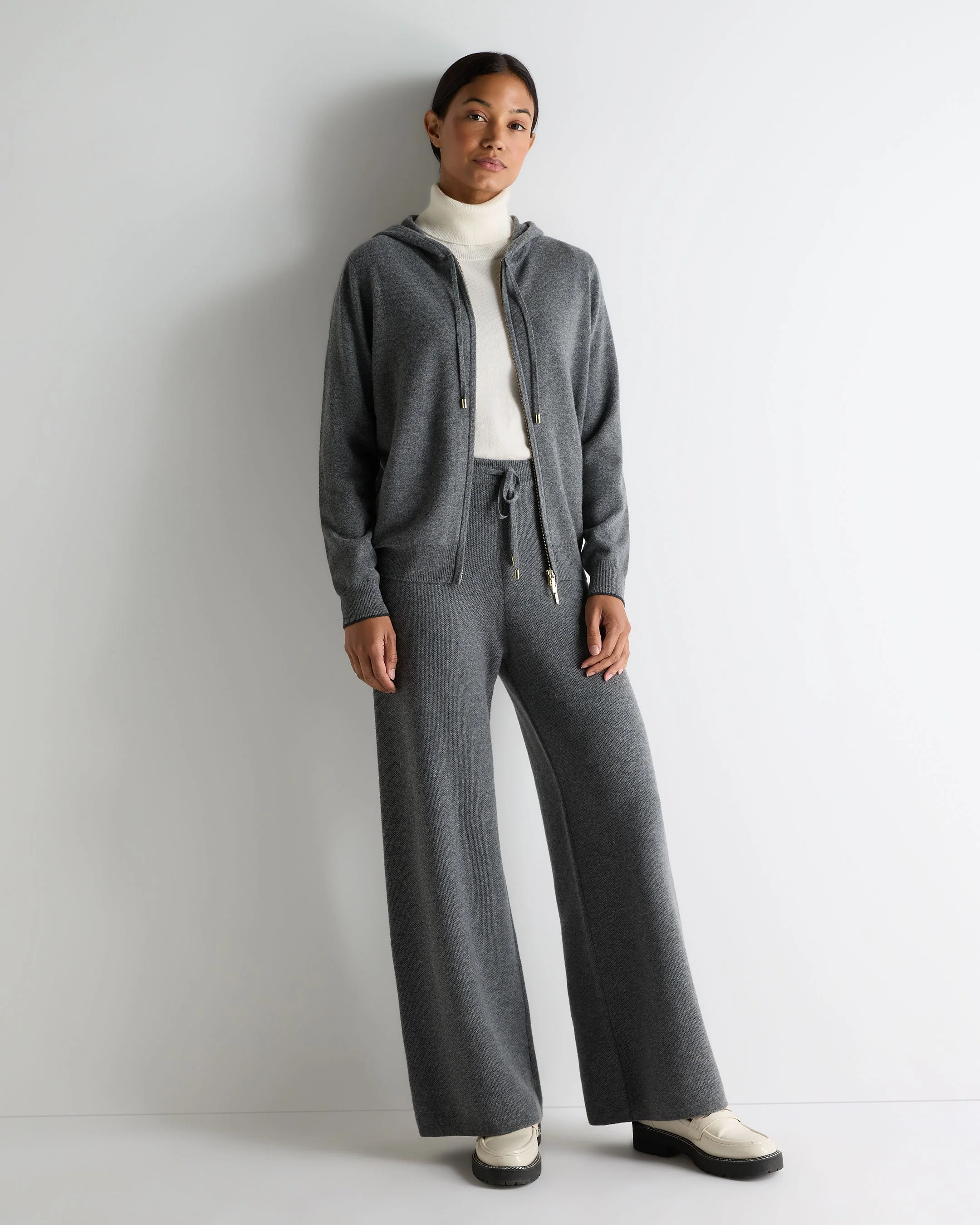 Women's Honeycomb Knit Cashmere Pant Elephant Grey