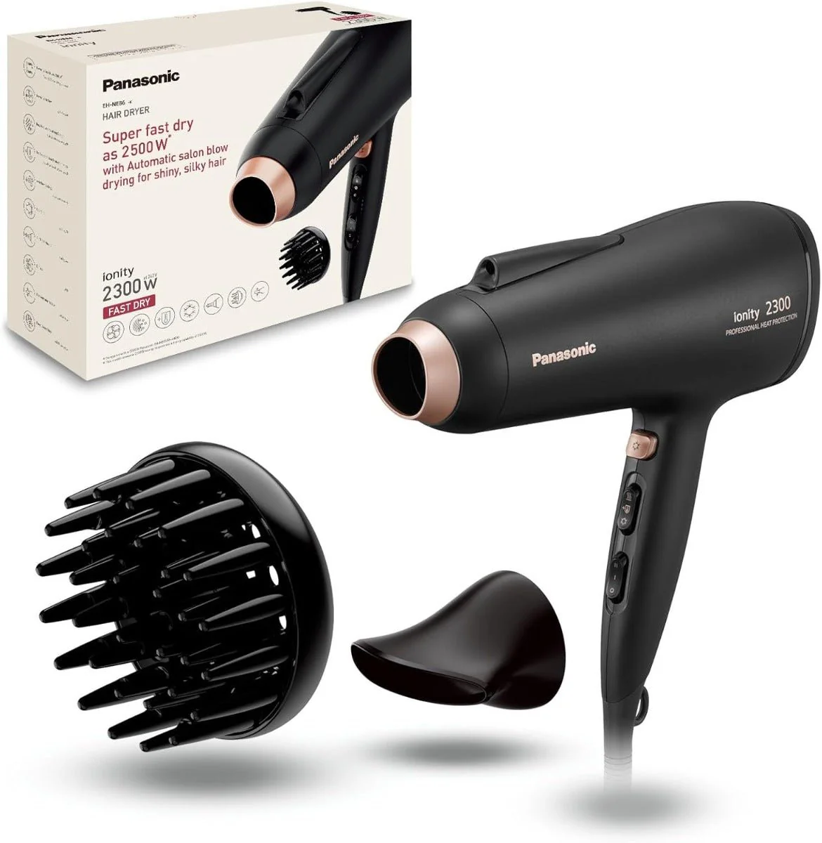 Panasonic EH-NE86 hair dryer 220 volt 240 volts blow dryer Panasonic type g plug type e adaptor