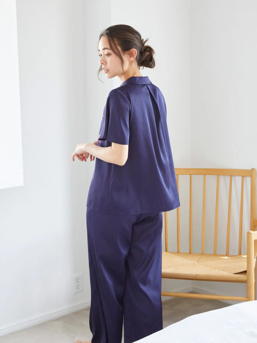 Strawberry Embroidered Satin Sleep Shirt