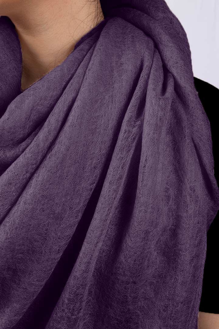 Handwoven Pure Cashmere Scarf Shawl in Purple
