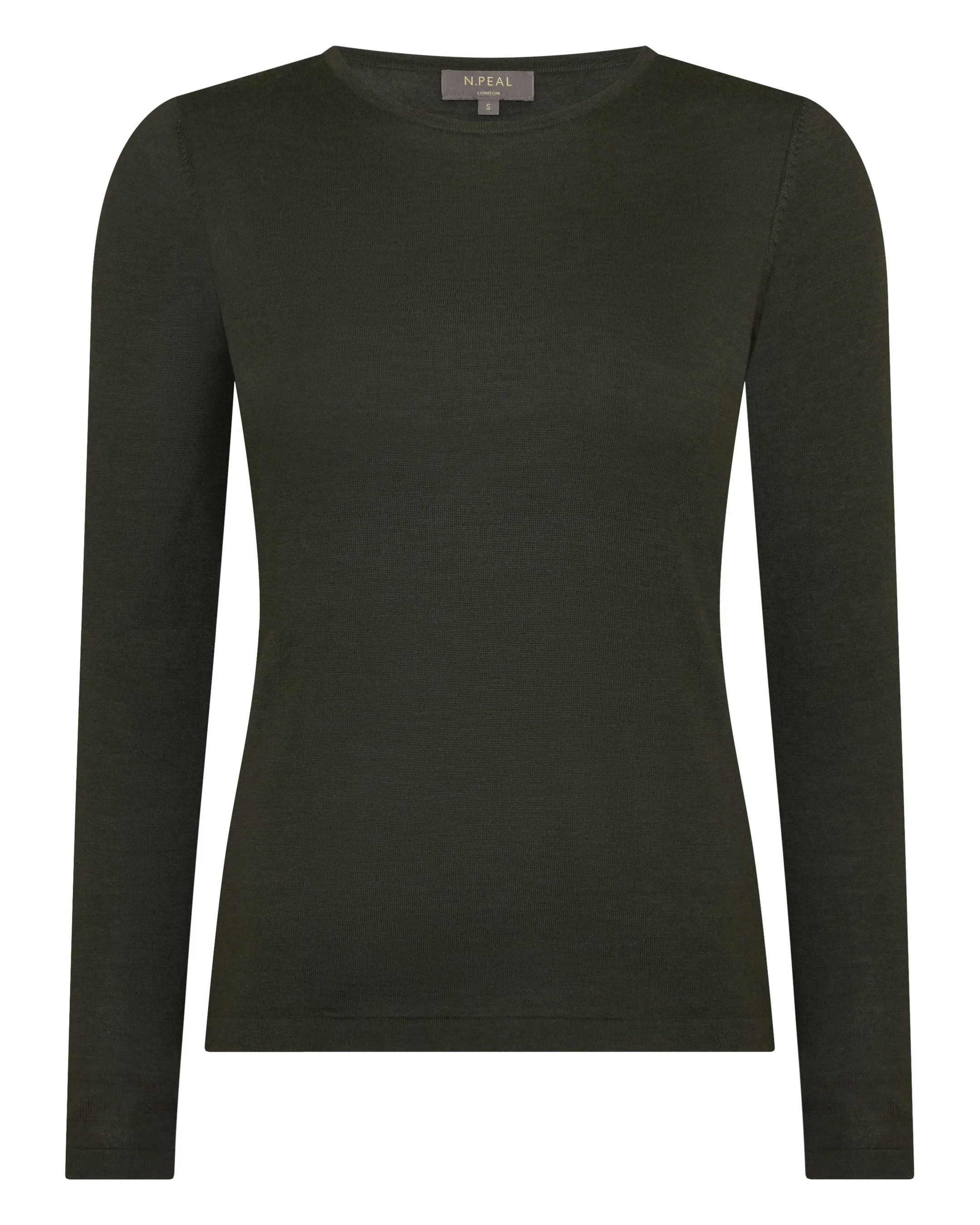 Women's Eden Superfine Cashmere Round Neck Top Arabica Khaki Green