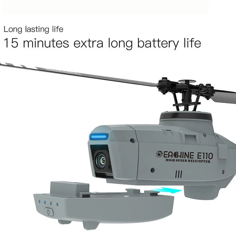 Eachine E110 RC Helicopter C127 Helicopter - 2.4G 720P HD Camera  6-Axis Gyro Optical Flow Localization Flybarless Scale RC Drone Helicopter RTF