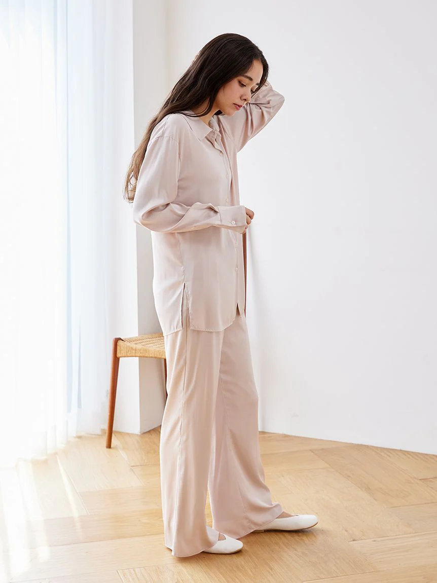 Long Sleeve Satin Sleepwear Blouse