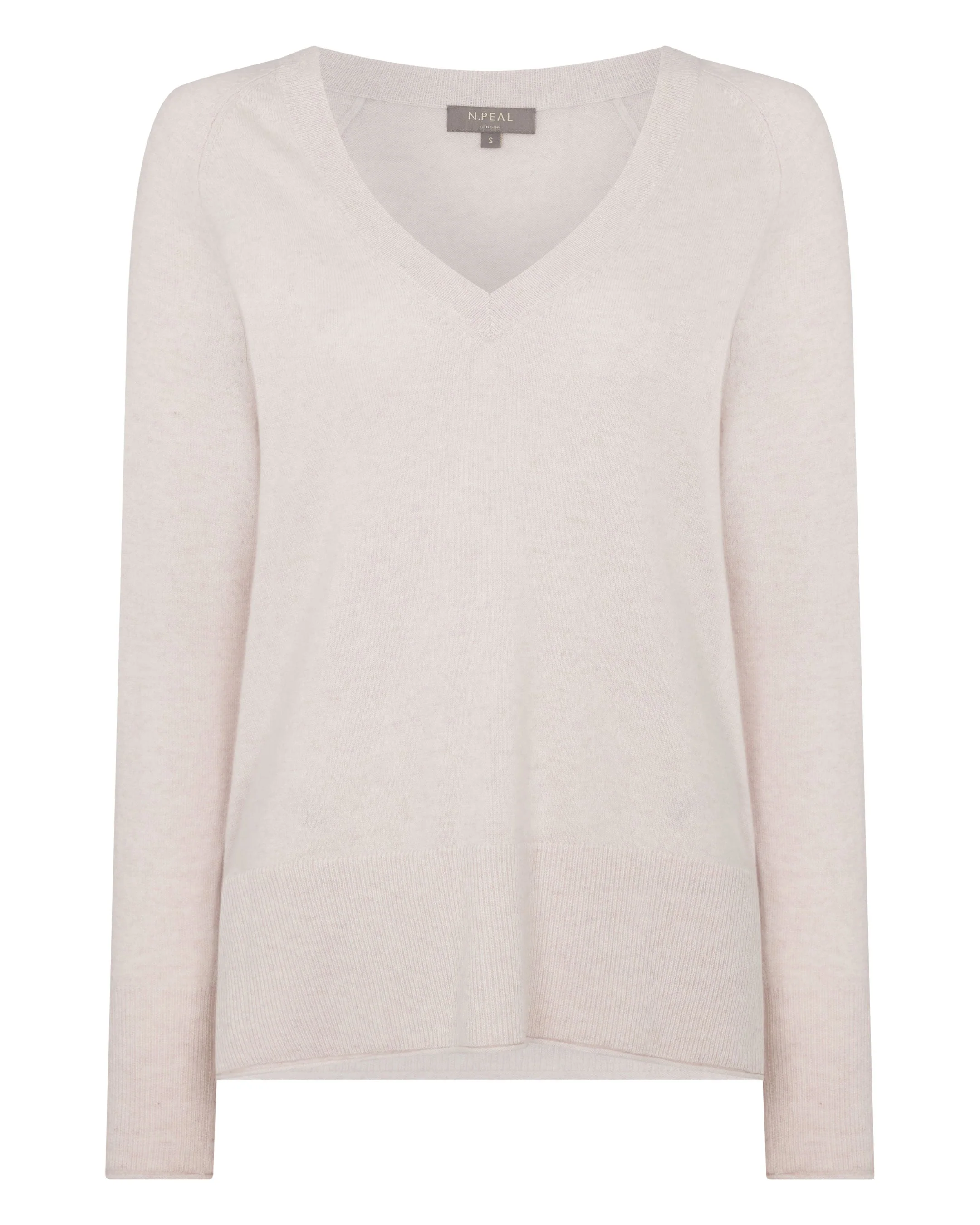 Women's Relaxed V Neck Cashmere Sweater Frost White