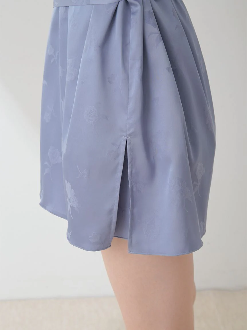 Flower Long Sleeve Satin Tie Nightgown Robe