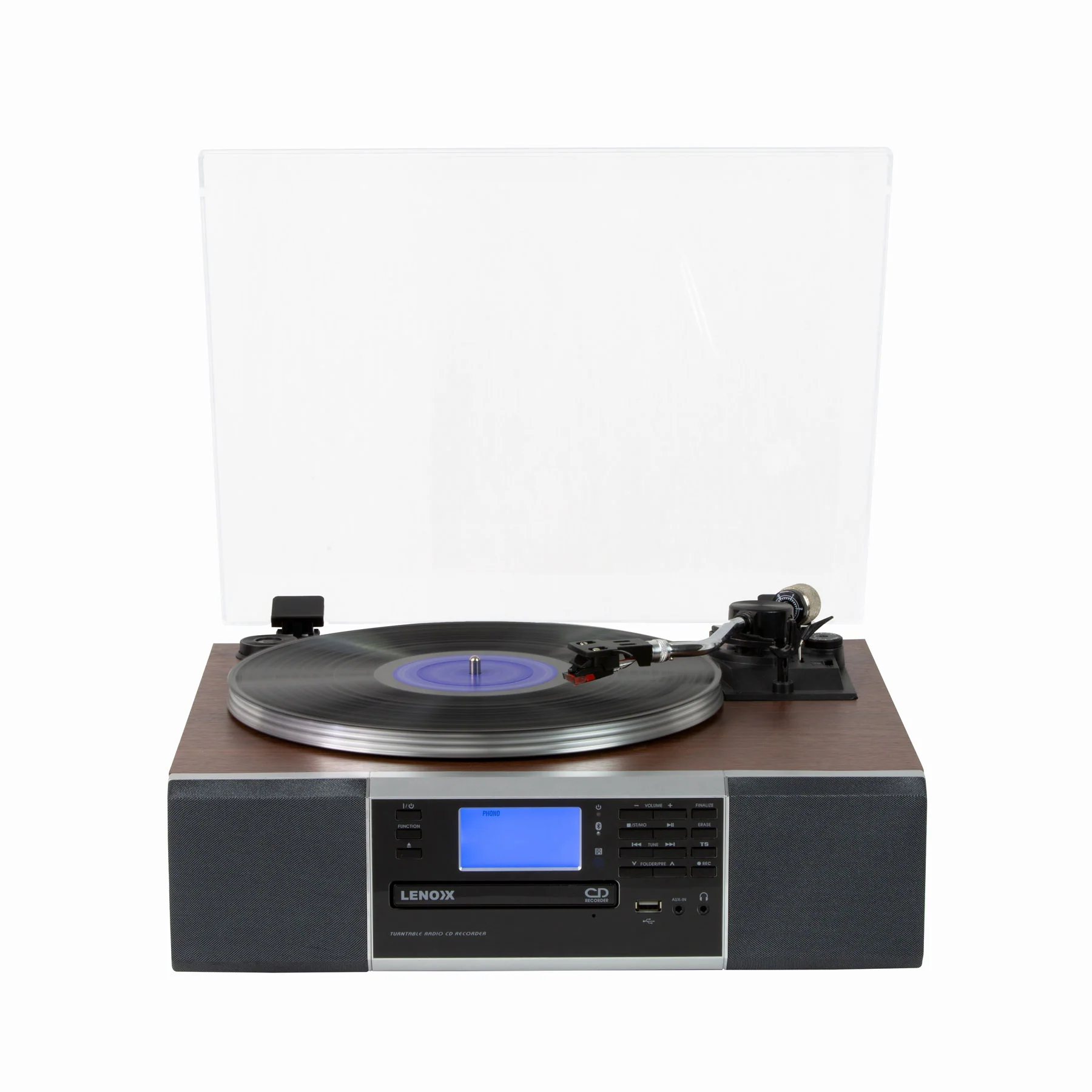 Vinyl Turntable Speaker with Radio, CD, Records, AUX & More