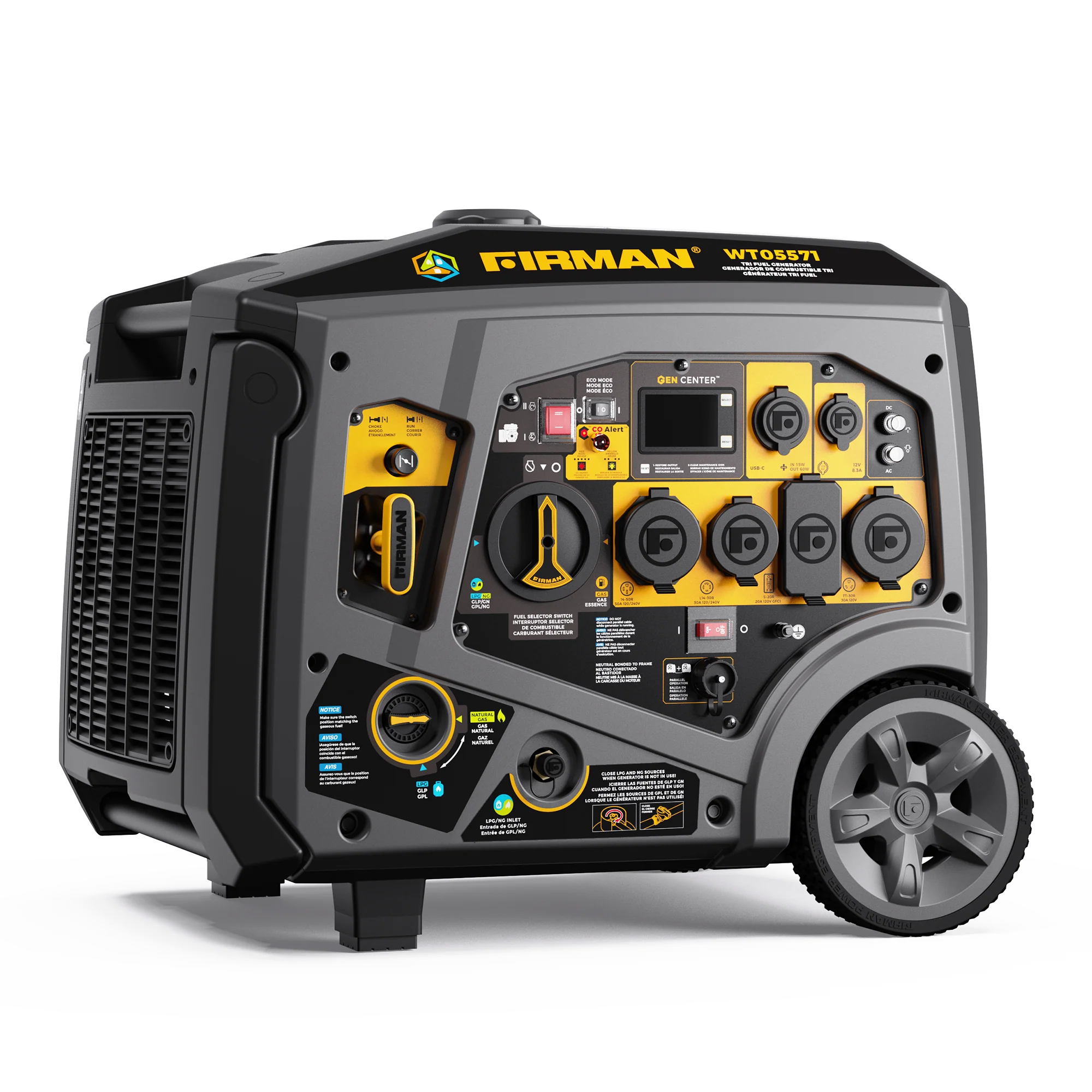 Tri Fuel Inverter Portable Generator 6850W Electric Start With CO Alert