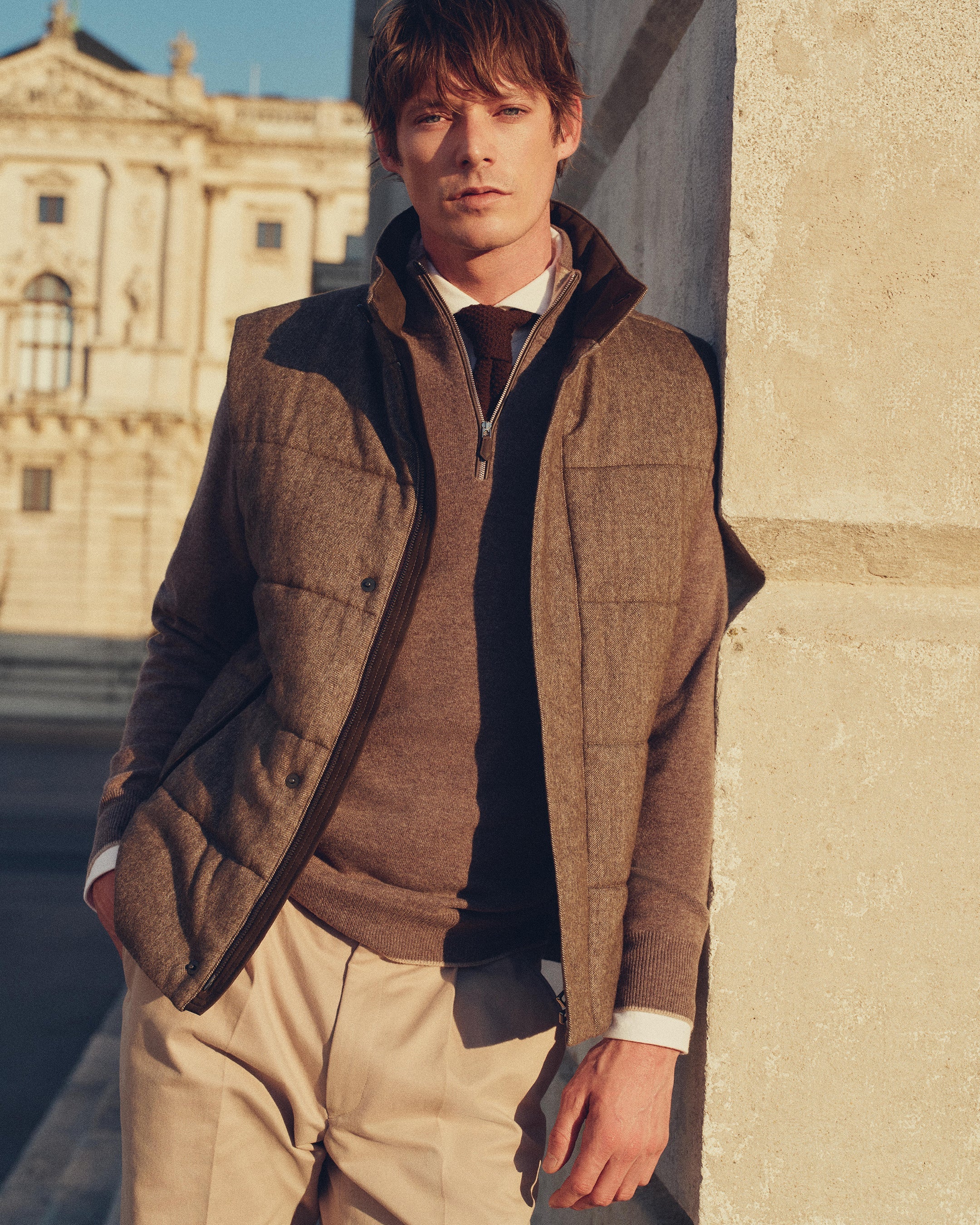 Men's Carnaby Half Zip Cashmere Jumper Otter Brown