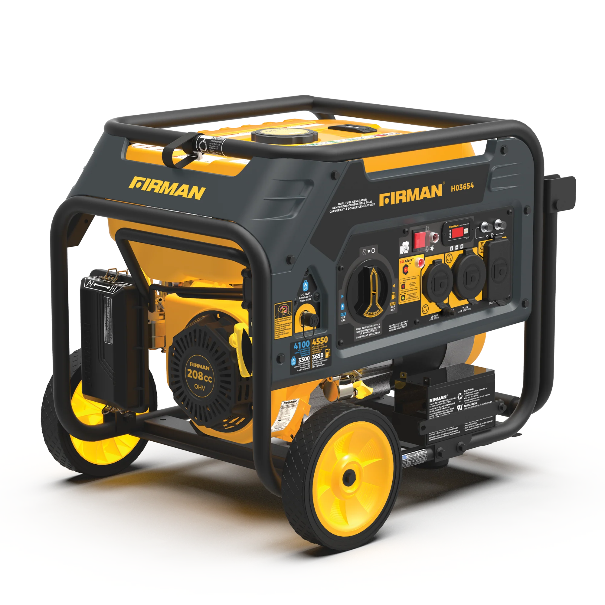 Dual Fuel 4550W Portable Generator Electric Start with CO Alert