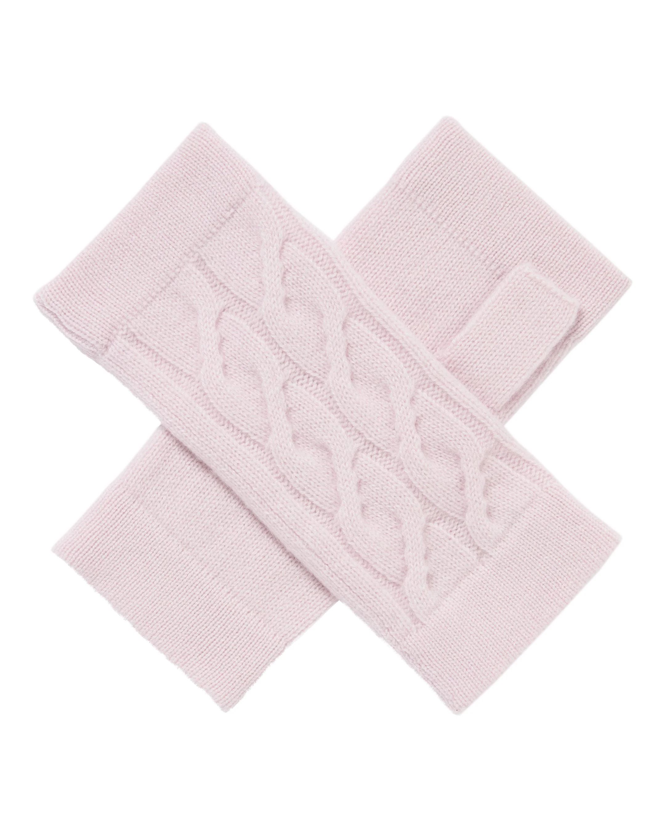 Women's Cable Fingerless Cashmere Gloves Chalk Pink