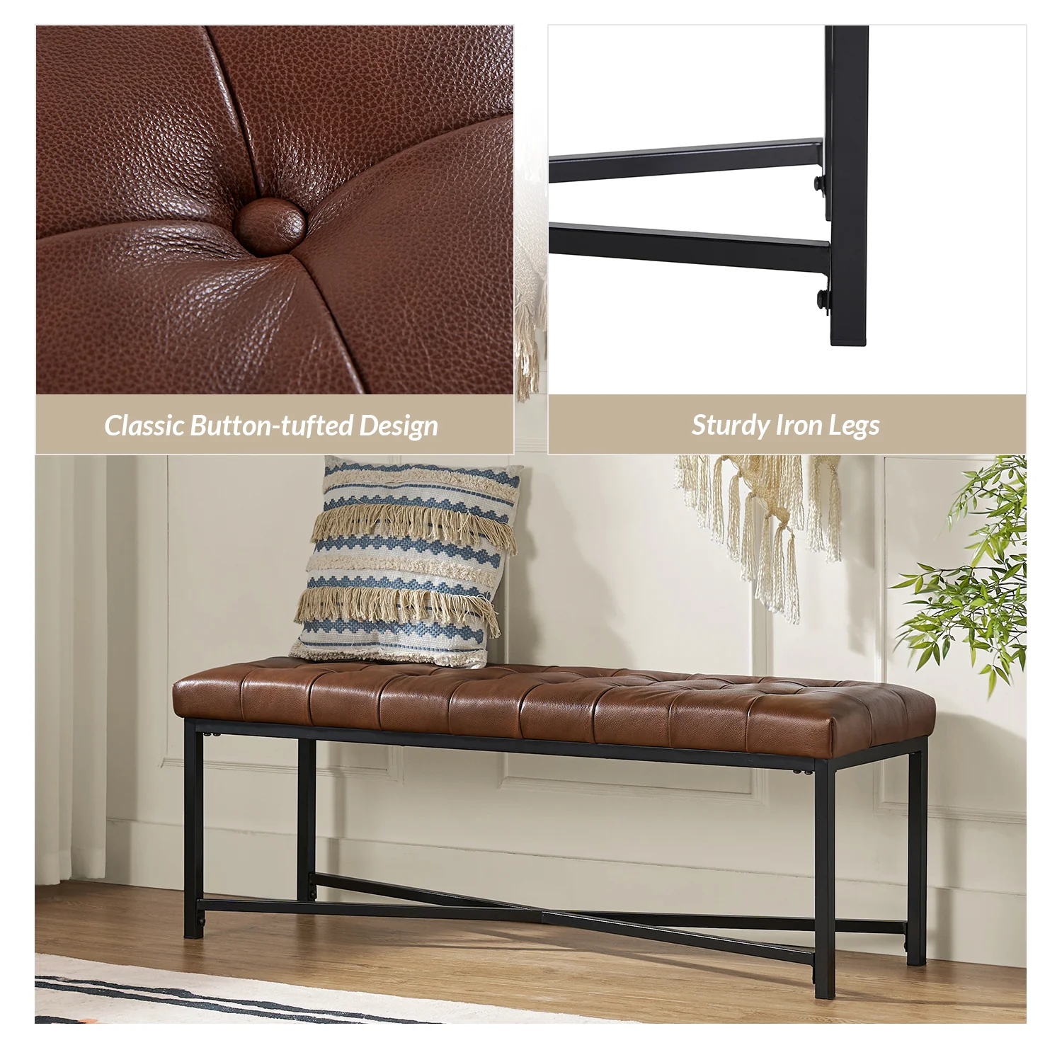 Arnold Upholstered Flip Top Storage Bench in Brown