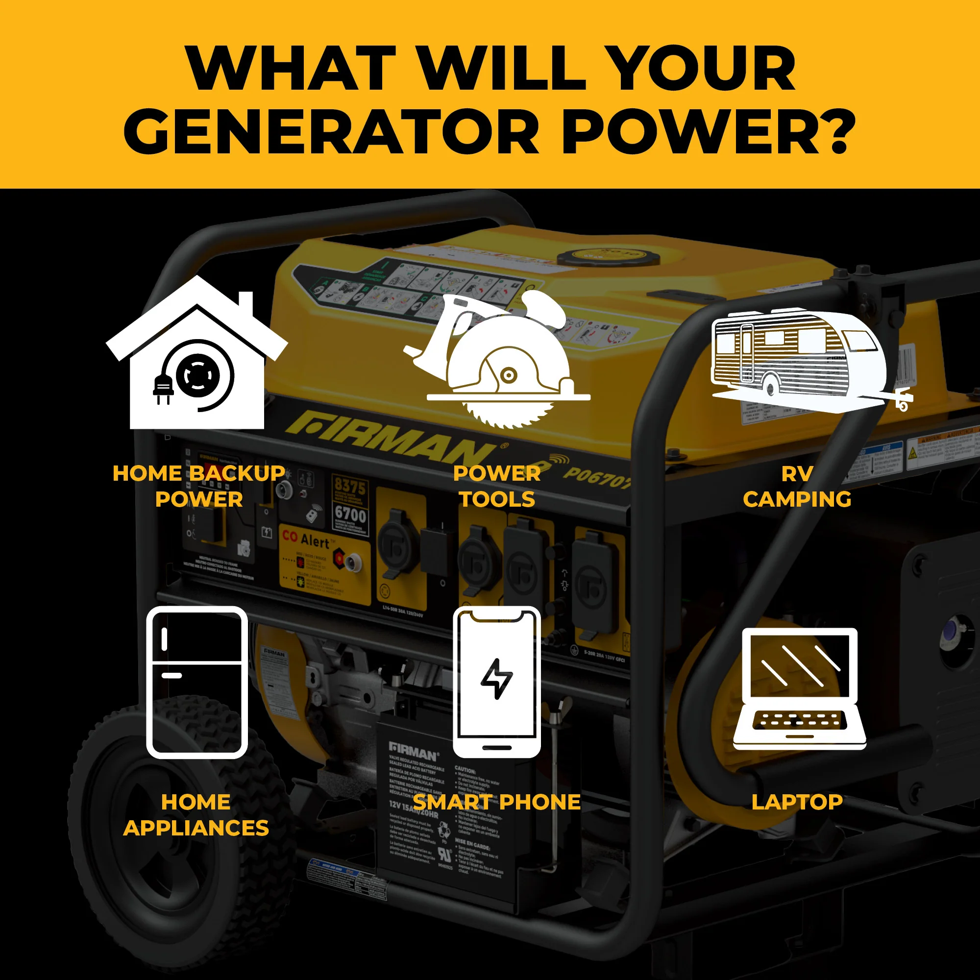GAS PORTABLE GENERATOR 8375W REMOTE START 120/240V