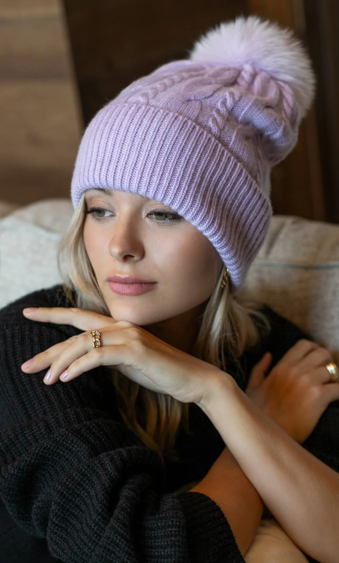 Cable-Knit Cashmere Beanie