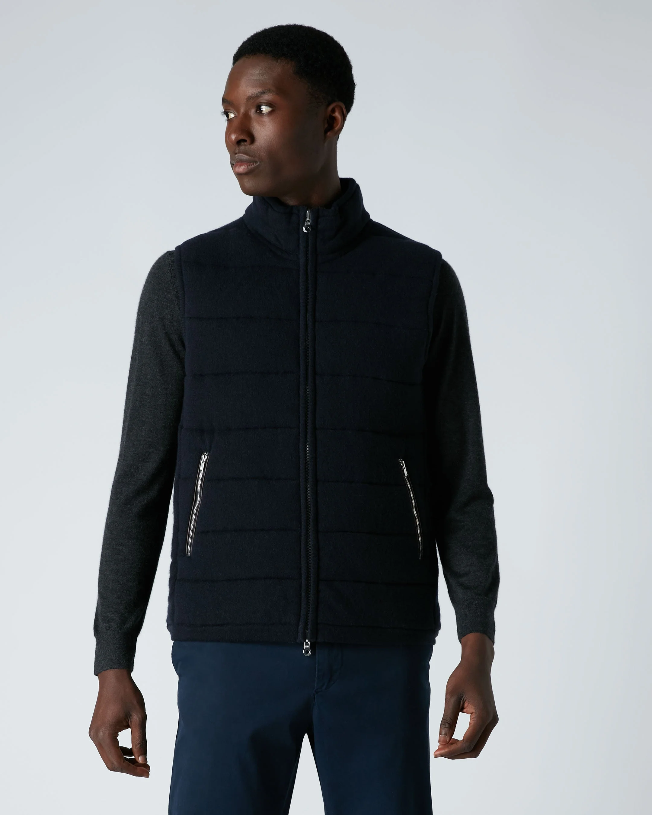 Men's Mall Reversible Cashmere Gilet Navy Blue