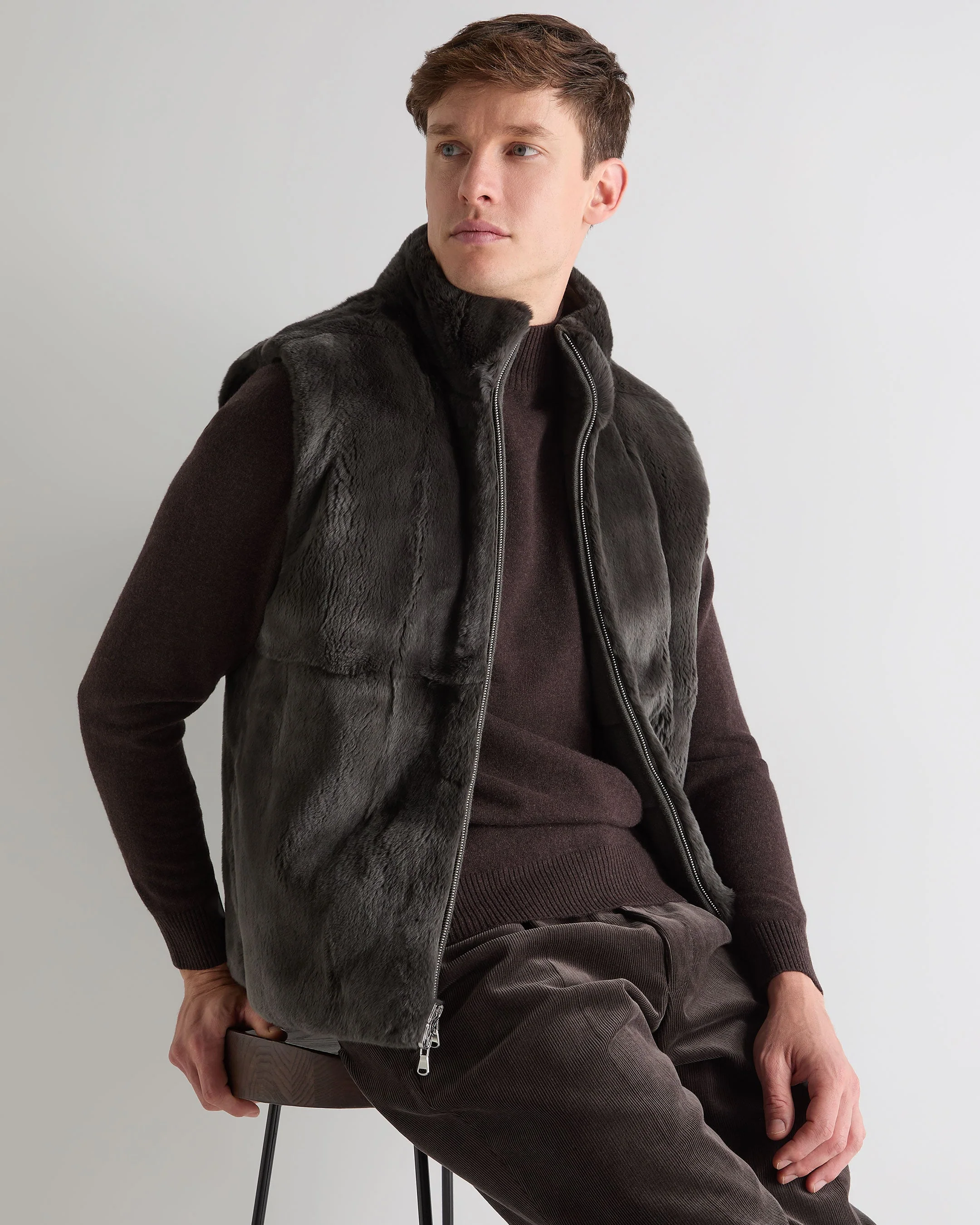 Men's Vermont Fur Lined Gilet Arabica Khaki Green