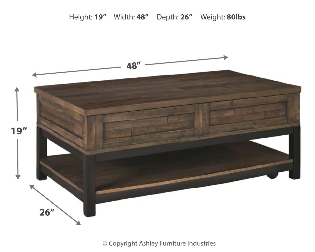Johurst - LIFT TOP COCKTAIL TABLE - Grayish Brown
