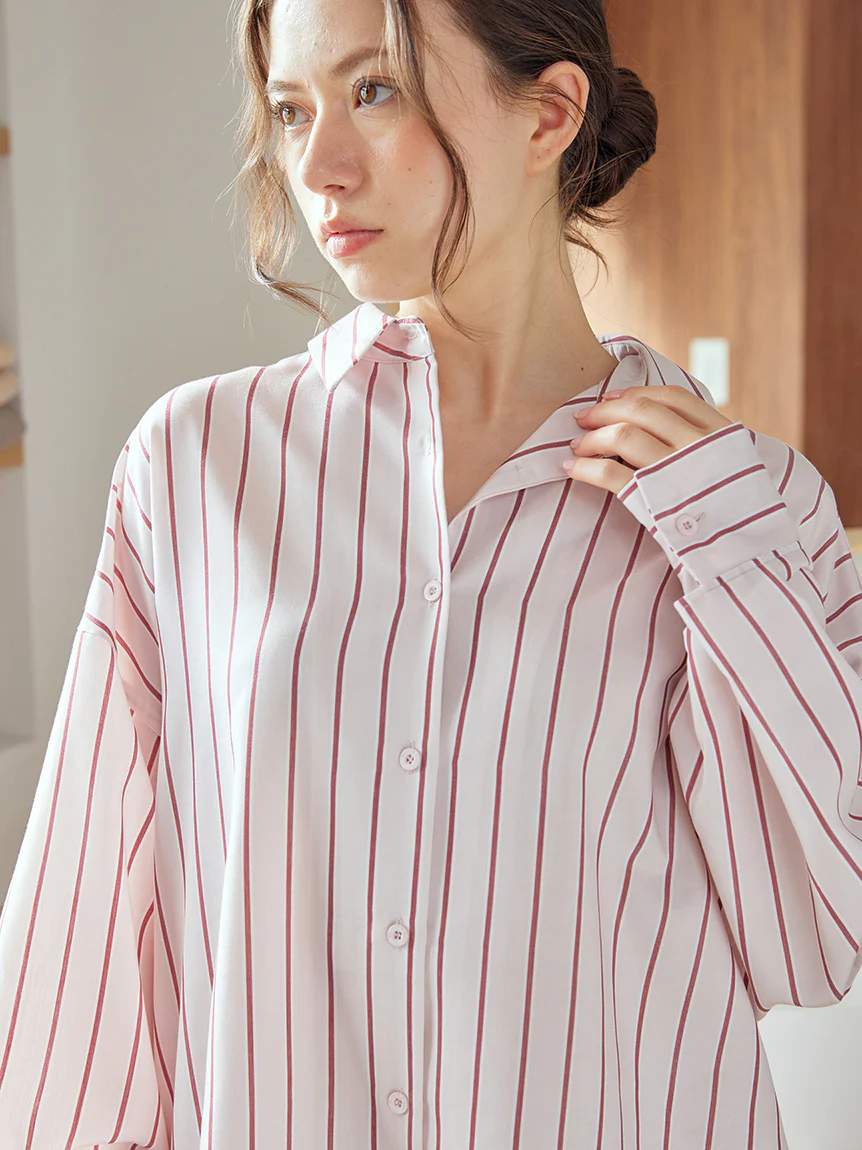 Striped Shirt Long Sleeve Pajama Shirt