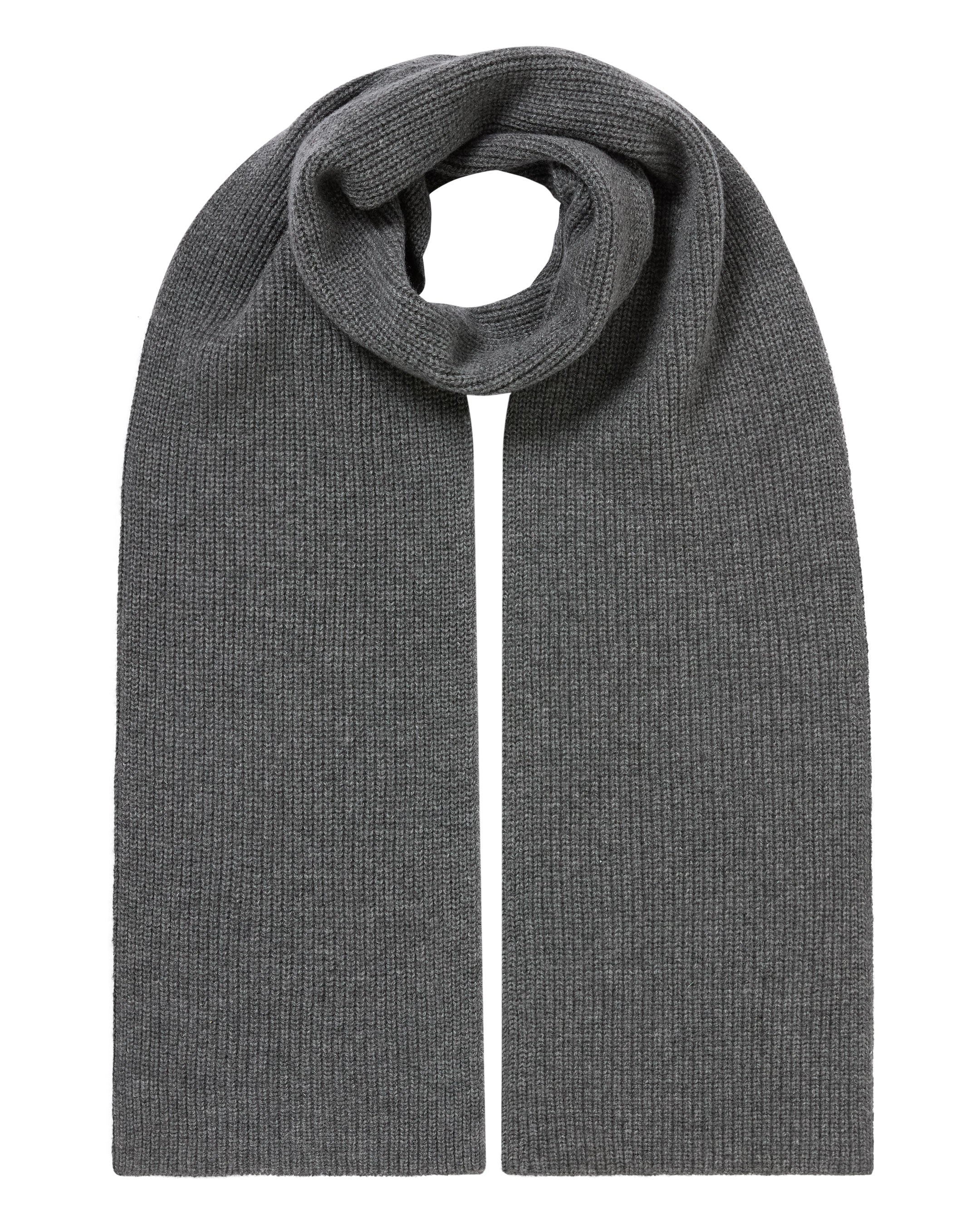Unisex Ribbed Cashmere Scarf Elephant Grey
