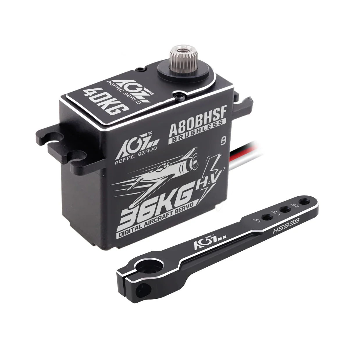 AGFRC Servo A80BHSF - 36KG HV Fast Speed High Torque Brushless Standard Programmable Aircraft Servo for 30-200CC RC Airplane