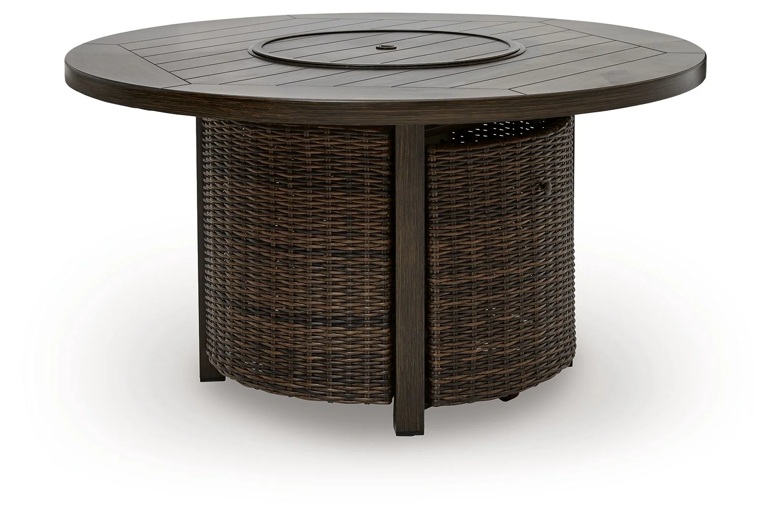 Monterey Point - Round Fire Pit Table - Dark Brown