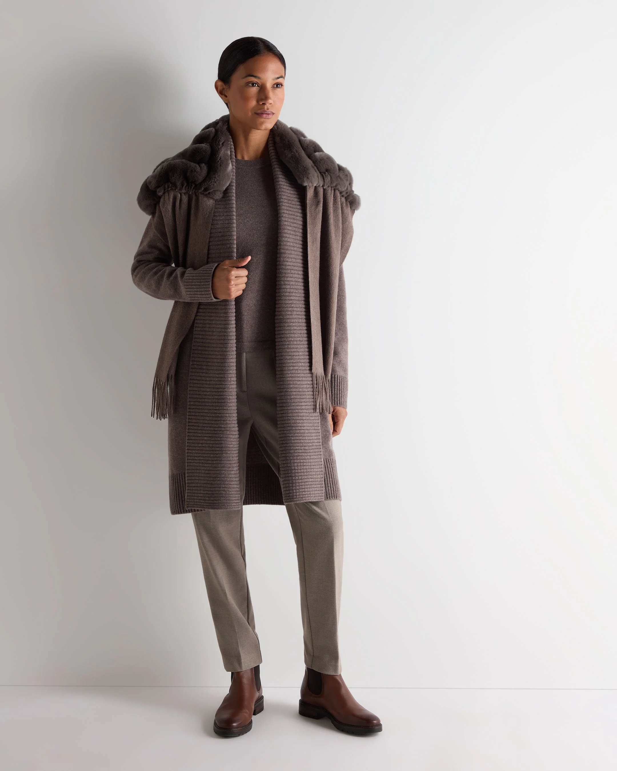 Women's Abbey Cashmere Cardigan Otter Brown